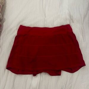 Red Lululemon Pace Rival Mid-Rise Skirt Long